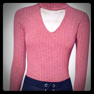 Forever 21 Ribbed Choker Neck Tops/Blouse